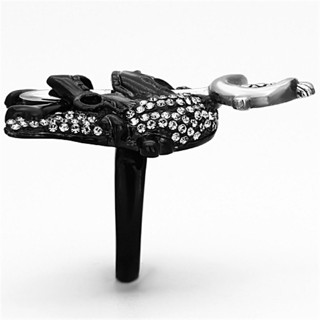 TK1204 - Two-Tone IP Black Stainless Steel Ring with Top Grade Crystal in Black Diamond-4