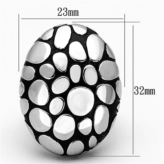 TK1208 - High polished (no plating) Stainless Steel Ring with Epoxy in Jet-1