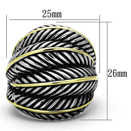 TK1209 - Two-Tone IP Gold (Ion Plating) Stainless Steel Ring with Epoxy in Jet-1