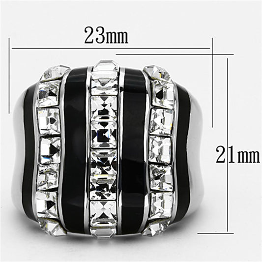 TK1213 - High polished (no plating) Stainless Steel Ring with Top Grade Crystal in Clear-1