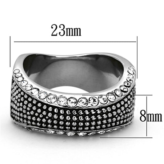 TK1216 - High polished (no plating) Stainless Steel Ring with Top Grade Crystal in Clear-1