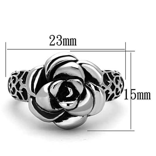 TK1217 - High polished (no plating) Stainless Steel Ring with Epoxy in Jet-1