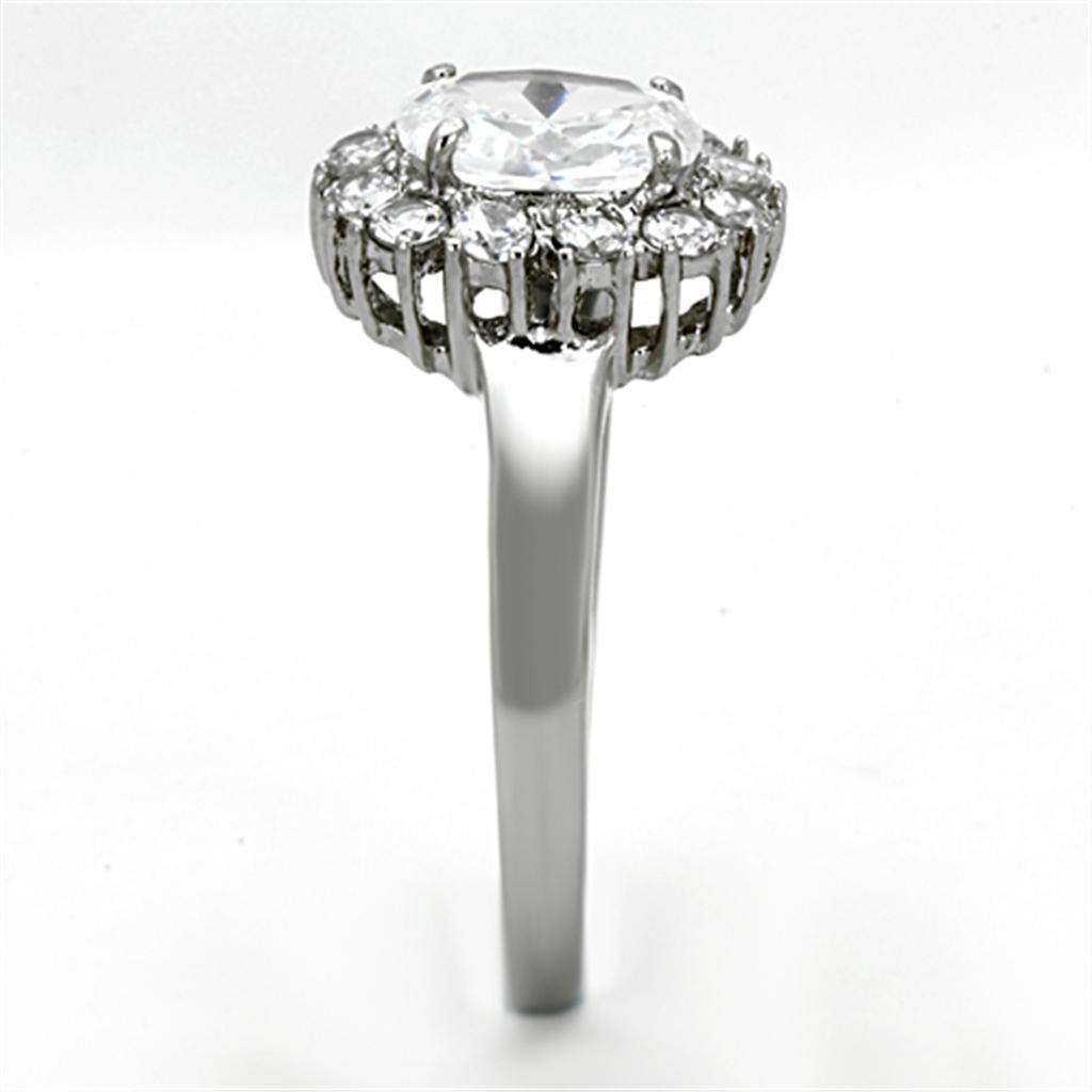 TK1223 - High polished (no plating) Stainless Steel Ring with AAA Grade CZ in Clear-3
