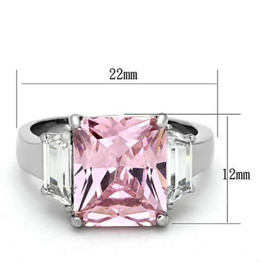 TK1224 - High polished (no plating) Stainless Steel Ring with AAA Grade CZ in Rose-1