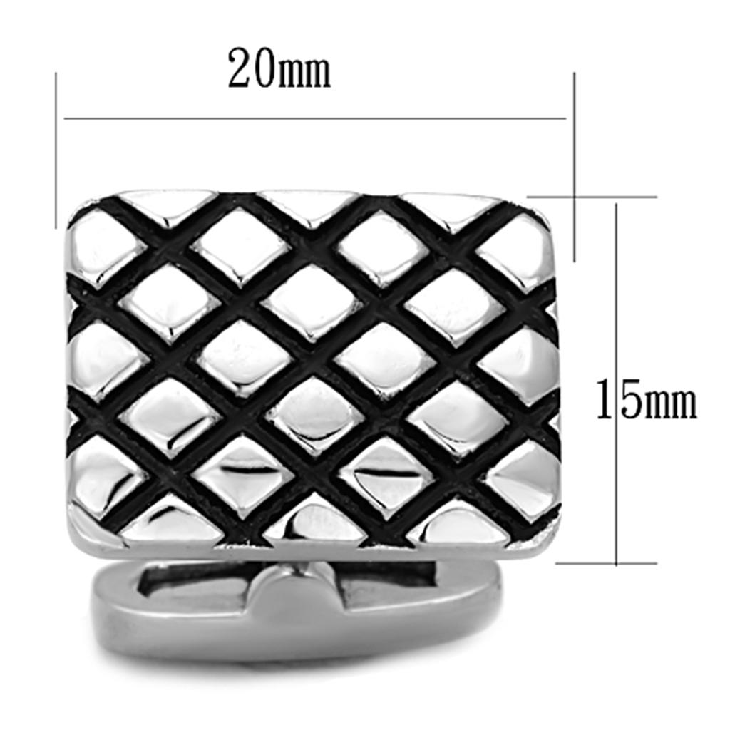 TK1266 - High polished (no plating) Stainless Steel Cufflink with Epoxy in Jet-1