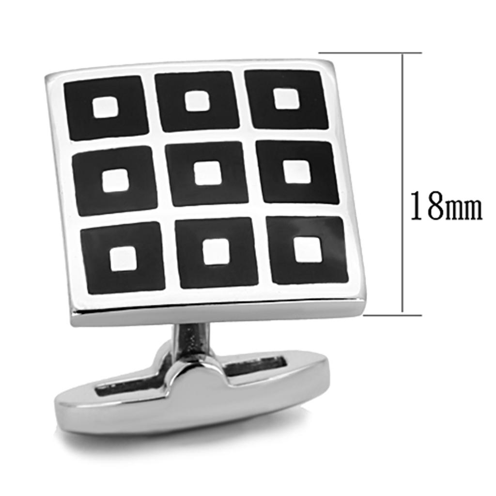 TK1268 - High polished (no plating) Stainless Steel Cufflink with Epoxy in Jet-1