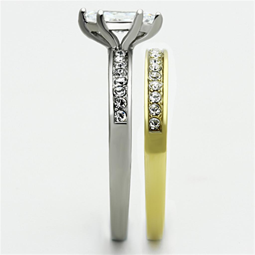 TK1282 - Two-Tone IP Gold (Ion Plating) Stainless Steel Ring with AAA Grade CZ in Clear-3