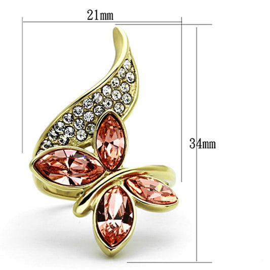 TK1288 - IP Gold(Ion Plating) Stainless Steel Ring with Top Grade Crystal in Light Peach-1
