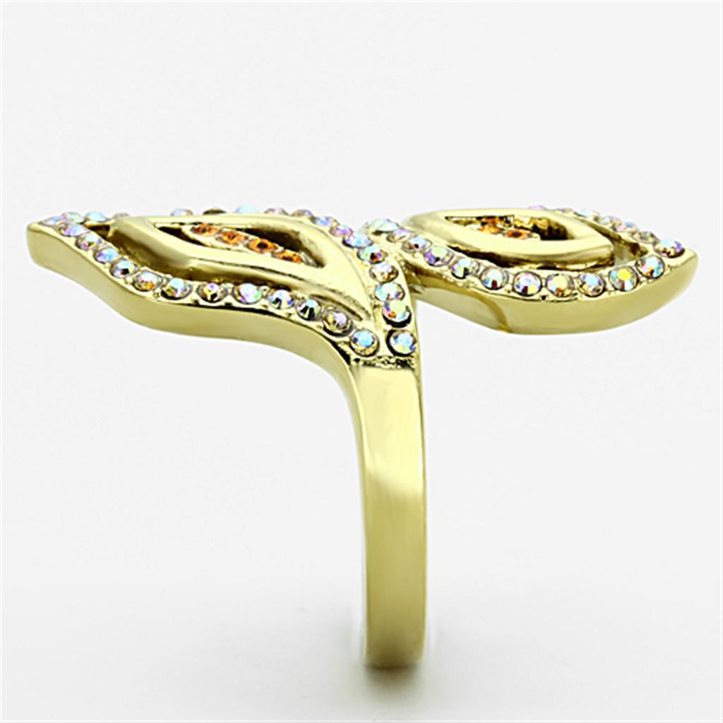 TK1289 - IP Gold(Ion Plating) Stainless Steel Ring with Top Grade Crystal in Multi Color-3