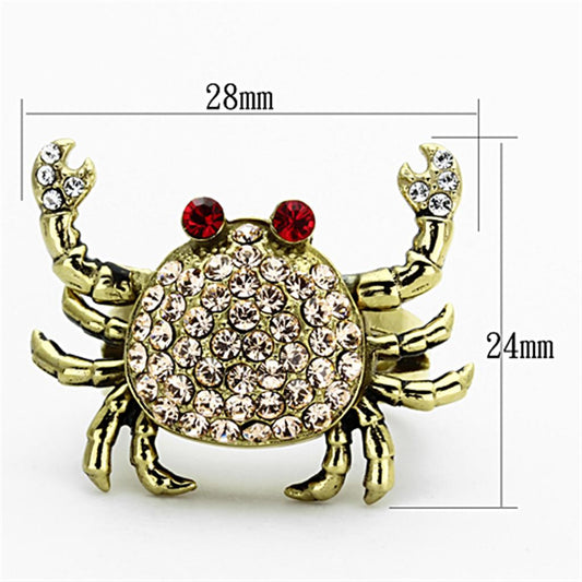 TK1290 - IP Gold(Ion Plating) Stainless Steel Ring with Top Grade Crystal in Multi Color-1