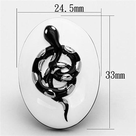 TK1295 - Two-Tone IP Black Stainless Steel Ring with Epoxy in White-1