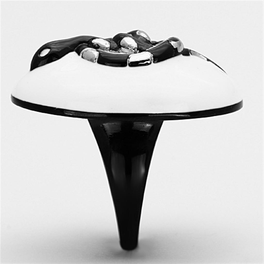 TK1295 - Two-Tone IP Black Stainless Steel Ring with Epoxy in White-3