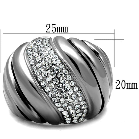 TK1304 - High polished (no plating) Stainless Steel Ring with Top Grade Crystal in Clear-1
