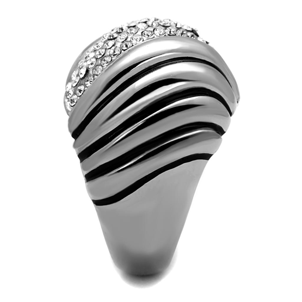 TK1304 - High polished (no plating) Stainless Steel Ring with Top Grade Crystal in Clear-3