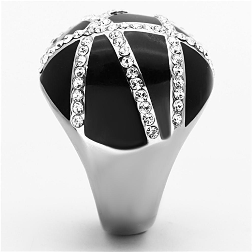 TK1306 - High polished (no plating) Stainless Steel Ring with Top Grade Crystal in Clear-3