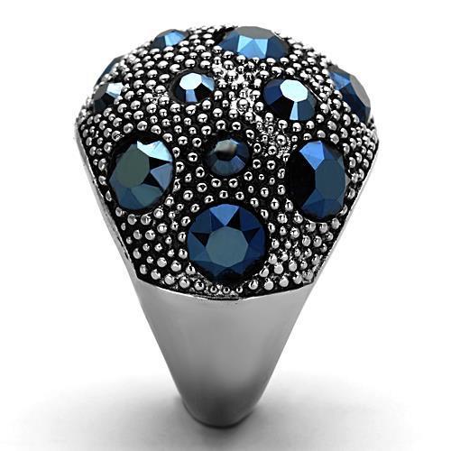TK1310 - High polished (no plating) Stainless Steel Ring with Top Grade Crystal in Montana-3