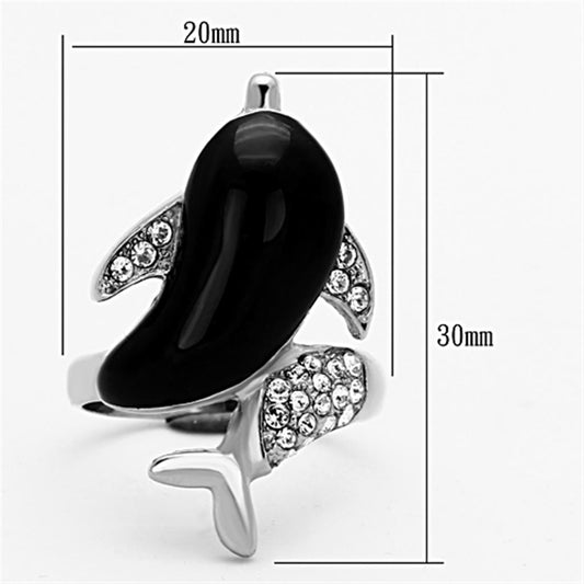 TK1326 - High polished (no plating) Stainless Steel Ring with Top Grade Crystal in Clear-1