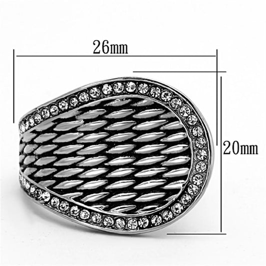 TK1328 - High polished (no plating) Stainless Steel Ring with Top Grade Crystal in Clear-1