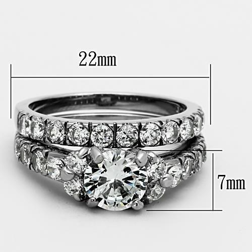 TK1331 - High polished (no plating) Stainless Steel Ring with AAA Grade CZ in Clear-1