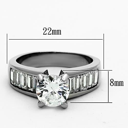 TK1332 - High polished (no plating) Stainless Steel Ring with AAA Grade CZ in Clear-1