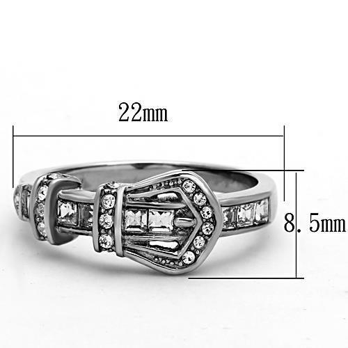 TK1334 - High polished (no plating) Stainless Steel Ring with Top Grade Crystal in Clear-1