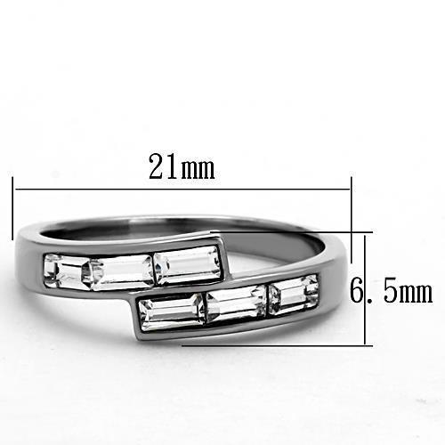 TK1335 - High polished (no plating) Stainless Steel Ring with Top Grade Crystal in Clear-1