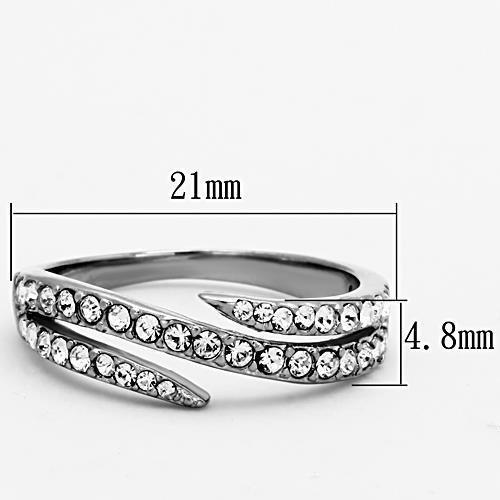 TK1338 - High polished (no plating) Stainless Steel Ring with Top Grade Crystal in Clear-1