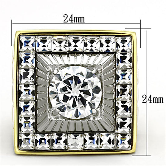 TK1359 - Two-Tone IP Gold (Ion Plating) Stainless Steel Ring with AAA Grade CZ in Clear-1
