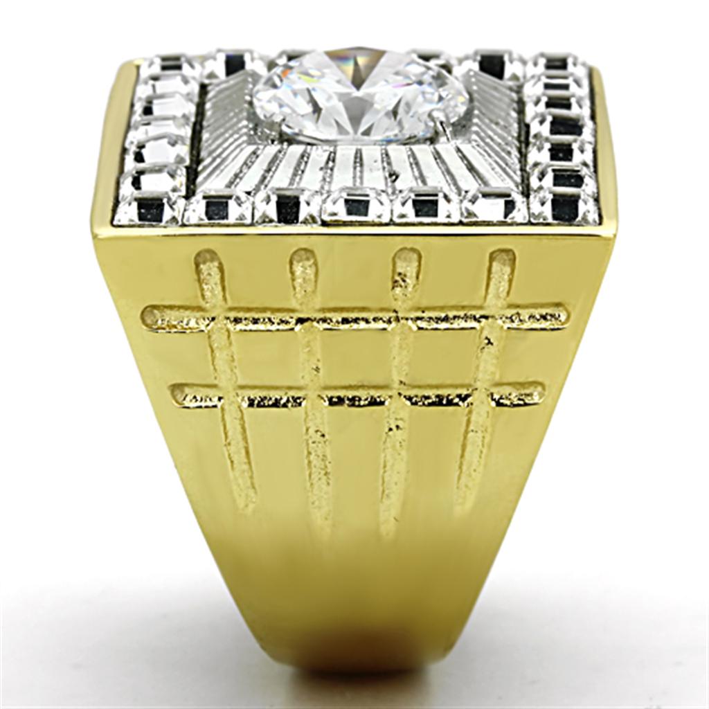 TK1359 - Two-Tone IP Gold (Ion Plating) Stainless Steel Ring with AAA Grade CZ in Clear-3