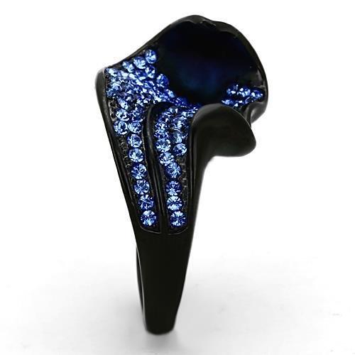 TK1362 - IP Black(Ion Plating) Stainless Steel Ring with Top Grade Crystal in Sapphire-3