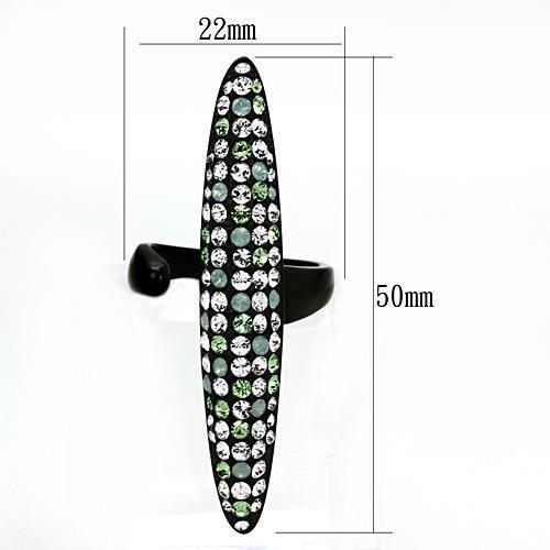 TK1365 - IP Black(Ion Plating) Stainless Steel Ring with Top Grade Crystal in Multi Color-1
