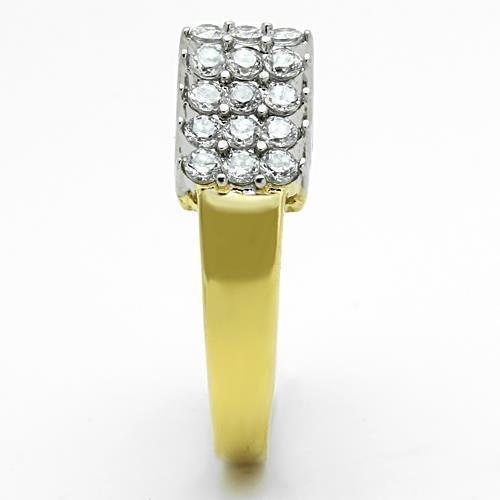 TK1376 - Two-Tone IP Gold (Ion Plating) Stainless Steel Ring with AAA Grade CZ in Clear-3
