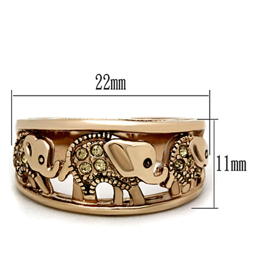 TK1380 - IP Rose Gold(Ion Plating) Stainless Steel Ring with Top Grade Crystal in Citrine Yellow-1