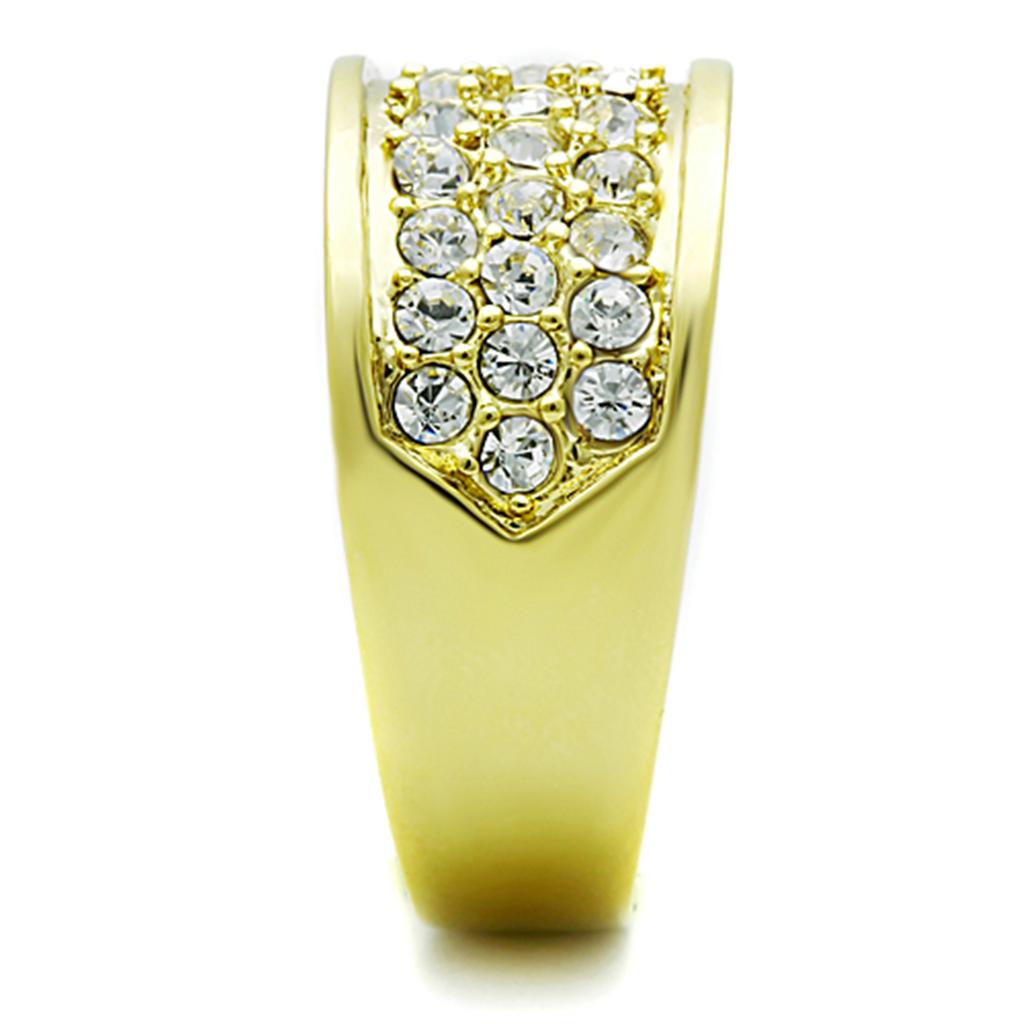TK1385 - IP Gold(Ion Plating) Stainless Steel Ring with Top Grade Crystal in Clear-3