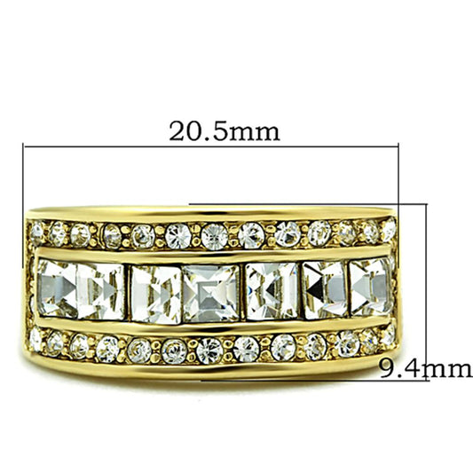 TK1386 - IP Gold(Ion Plating) Stainless Steel Ring with Top Grade Crystal in Clear-1