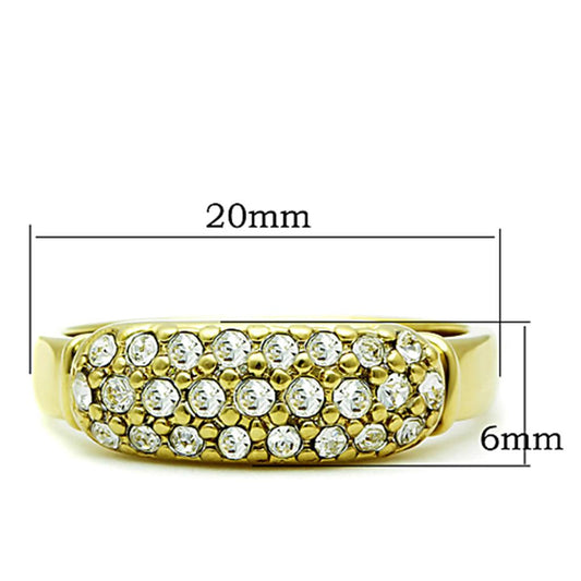 TK1389 - IP Gold(Ion Plating) Stainless Steel Ring with Top Grade Crystal in Clear-1