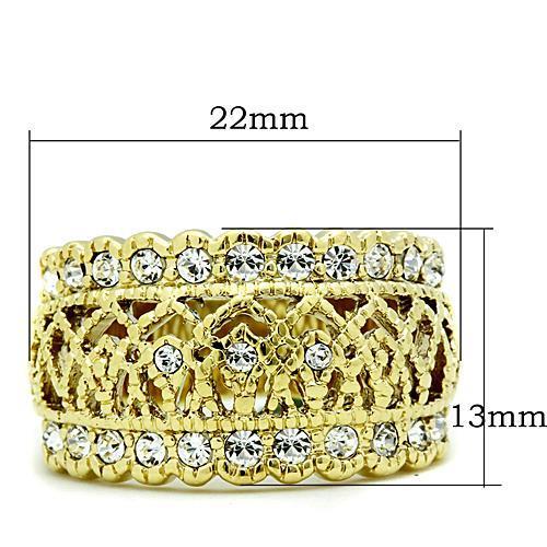 TK1393 - IP Gold(Ion Plating) Stainless Steel Ring with Top Grade Crystal in Clear-1