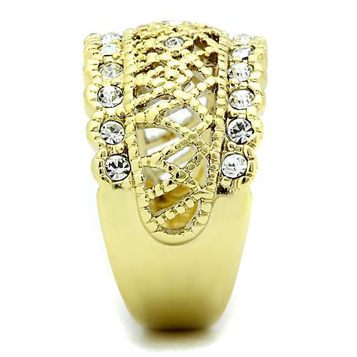 TK1393 - IP Gold(Ion Plating) Stainless Steel Ring with Top Grade Crystal in Clear-3