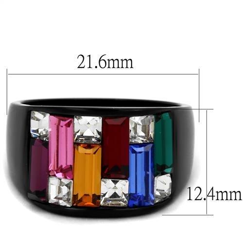TK1397J - IP Black(Ion Plating) Stainless Steel Ring with Top Grade Crystal in Multi Color-1