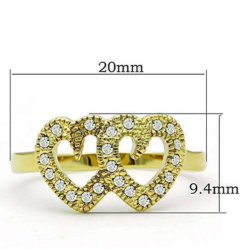 TK1398 - IP Gold(Ion Plating) Stainless Steel Ring with Top Grade Crystal in Clear-1