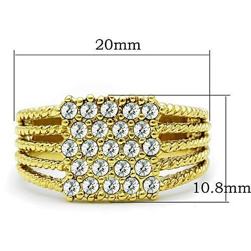 TK1400 - IP Gold(Ion Plating) Stainless Steel Ring with Top Grade Crystal in Clear-1
