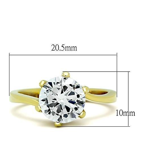 TK1406 - IP Gold(Ion Plating) Stainless Steel Ring with AAA Grade CZ in Clear-1