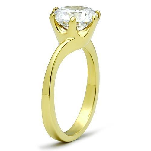 TK1406 - IP Gold(Ion Plating) Stainless Steel Ring with AAA Grade CZ in Clear-3