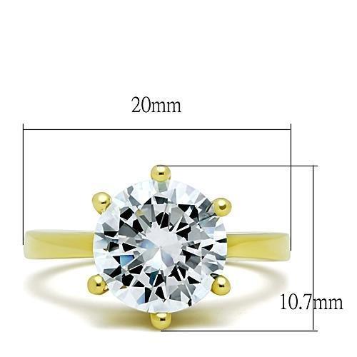 TK1407 - IP Gold(Ion Plating) Stainless Steel Ring with AAA Grade CZ in Clear-1