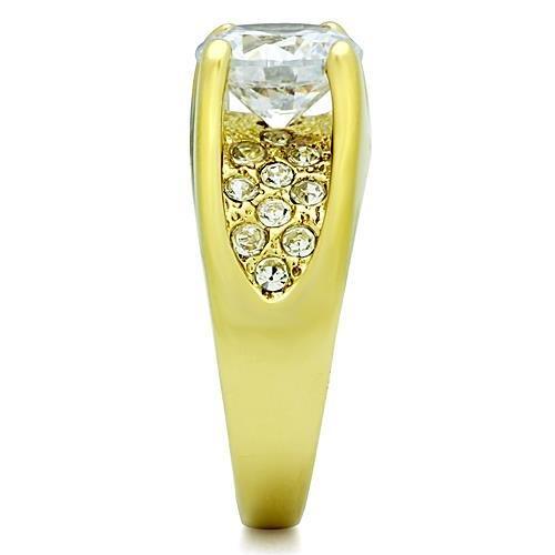 TK1411 - IP Gold(Ion Plating) Stainless Steel Ring with AAA Grade CZ in Clear-3
