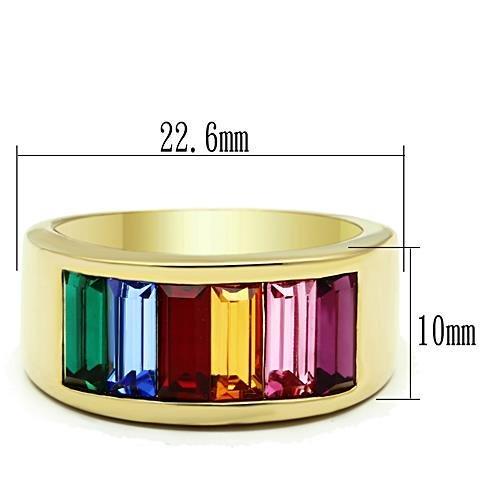 TK1415 - IP Gold(Ion Plating) Stainless Steel Ring with Top Grade Crystal in Multi Color-1