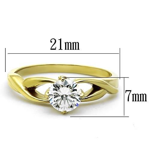 TK1416 - IP Gold(Ion Plating) Stainless Steel Ring with AAA Grade CZ in Clear-1