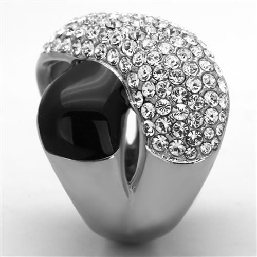 TK1427 - High polished (no plating) Stainless Steel Ring with Top Grade Crystal in Clear-3