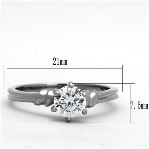 TK1431 - High polished (no plating) Stainless Steel Ring with AAA Grade CZ in Clear-1