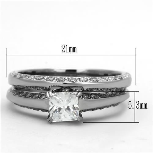 TK1435 - High polished (no plating) Stainless Steel Ring with AAA Grade CZ in Clear-1